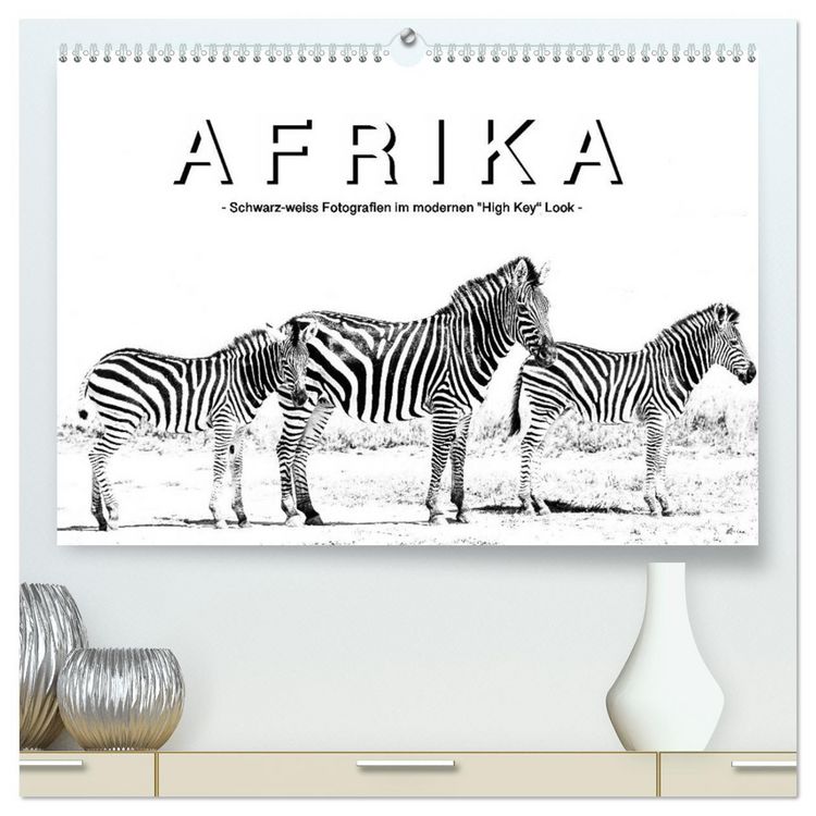 Produktbild: AFRIKA - Schwarz-weiss Fotografien im modernen "High Key" Look (hochwertiger Premium Wandkalender 2026 DIN A2 quer), Kunstdruck in Hochglanz