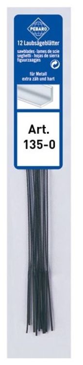 Produktbild: PEBARO 135-0 - Laubs&auml;gebl&auml;tter f&uuml;r Metall, geh&auml;rtet, Extra z&auml;h und hart, St&auml;rke 0, fein, 12 St&uuml;ck