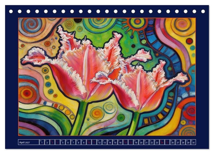 Produktbild: Bl&uuml;ten im verspielten Jugendstil (Tischkalender 2027 DIN A5 quer), CALVENDO Monatskalender