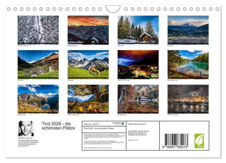 Produktbild: Tirol 2026 - die sch&ouml;nsten Pl&auml;tze (Wandkalender 2026 DIN A4 quer), CALVENDO Monatskalender