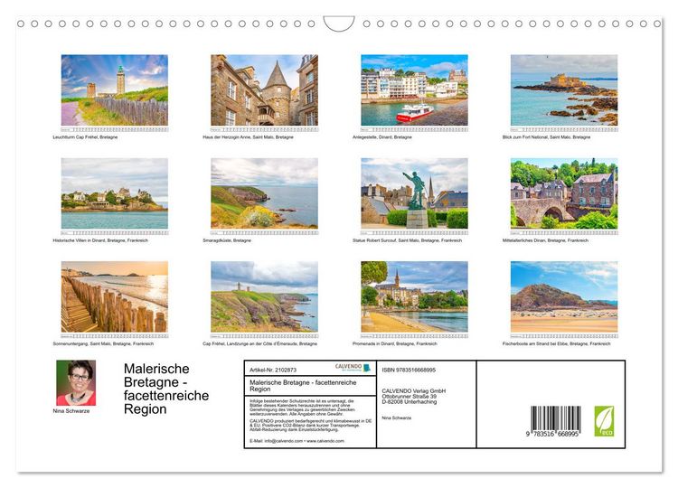 Produktbild: Malerische Bretagne - facettenreiche Region (Wandkalender 2026 DIN A3 quer), CALVENDO Monatskalender