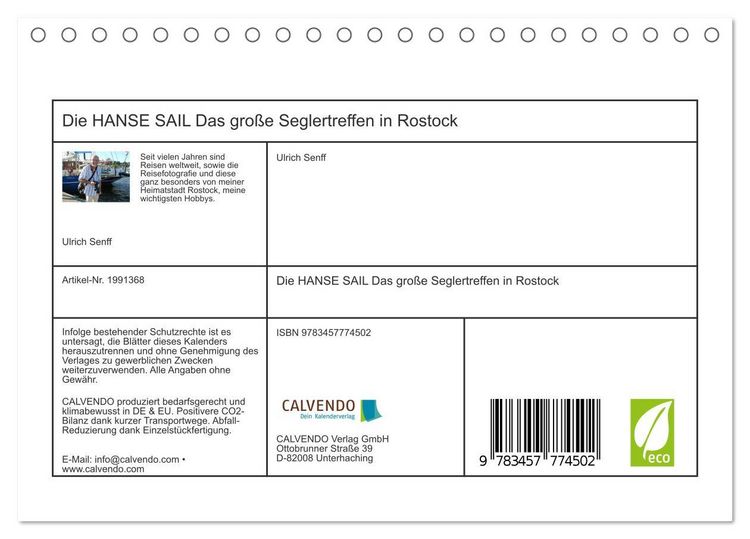 Produktbild: Die HANSE SAIL Das gro&szlig;e Seglertreffen in Rostock (Tischkalender 2026 DIN A5 quer), CALVENDO Monatskalender