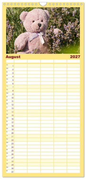 Produktbild: Familienplaner 2027 - Kunterbunte B&auml;renwelt - Teddys mit 5 Spalten (Wandkalender, 21 x 45 cm) CALVENDO