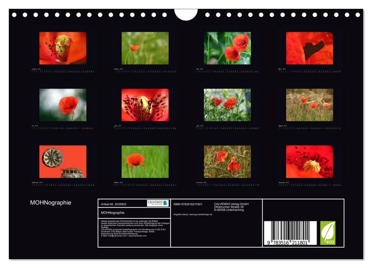 Produktbild: MOHNographie (Wandkalender 2026 DIN A4 quer), CALVENDO Monatskalender