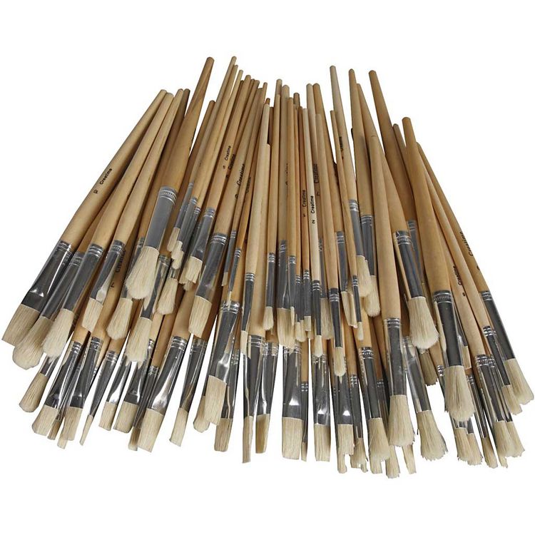 Produktbild: Creativ Company Nature Line Pinsel, Nr. 1+2+3+4+5+6+7+8+9+10, L 19,5-23 cm, B 4-17 mm, Flach,rund, 80 Stk