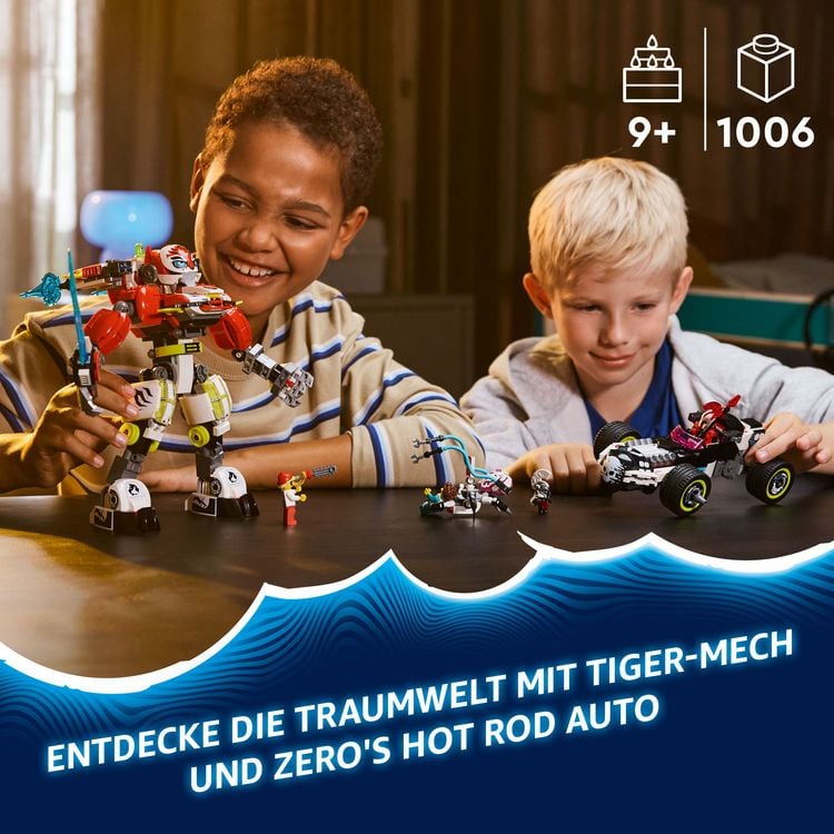 Produktbild: LEGO DREAMZzz Coopers Tiger-Mech und Zero's Hot Rod Auto, Geschenk 71497