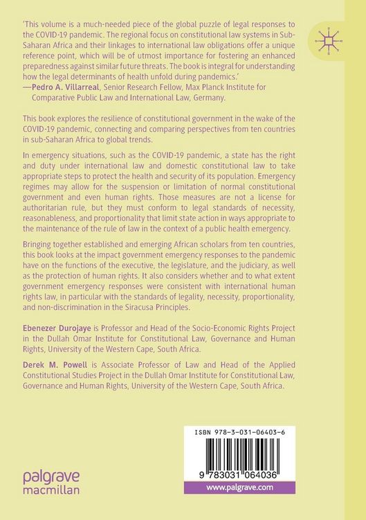 Produktbild: Constitutional Resilience and the COVID-19 Pandemic