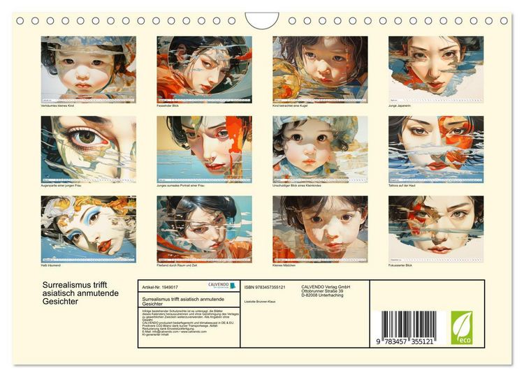 Produktbild: Surrealismus trifft asiatisch anmutende Gesichter (Wandkalender 2026 DIN A4 quer), CALVENDO Monatskalender