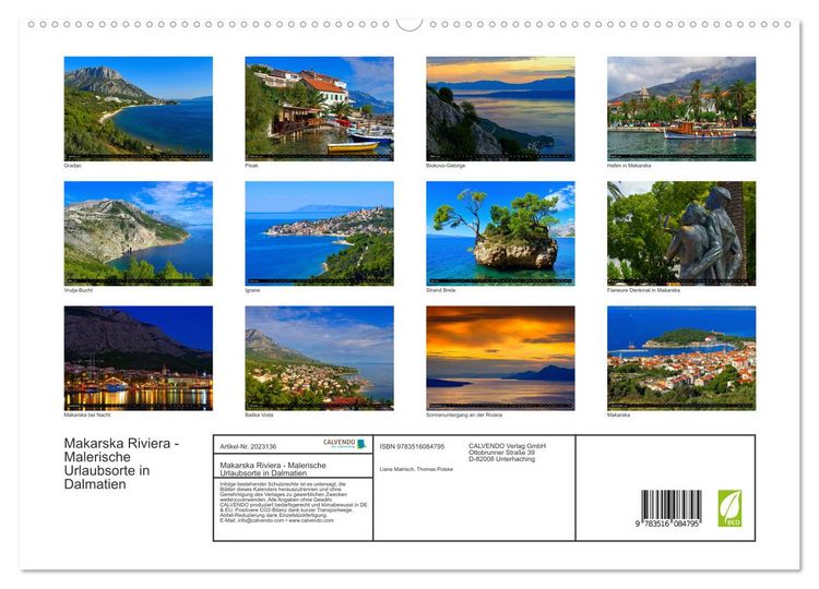 Produktbild: Makarska Riviera - Malerische Urlaubsorte in Dalmatien (hochwertiger Premium Wandkalender 2026 DIN A2 quer), Kunstdruck in Hochglanz