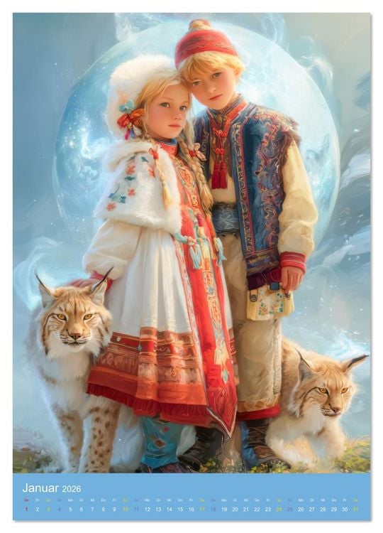 Produktbild: Norwegische indigene Folklorekleidung - Mensch und Tier (Wandkalender 2026 DIN A2 hoch), CALVENDO Monatskalender