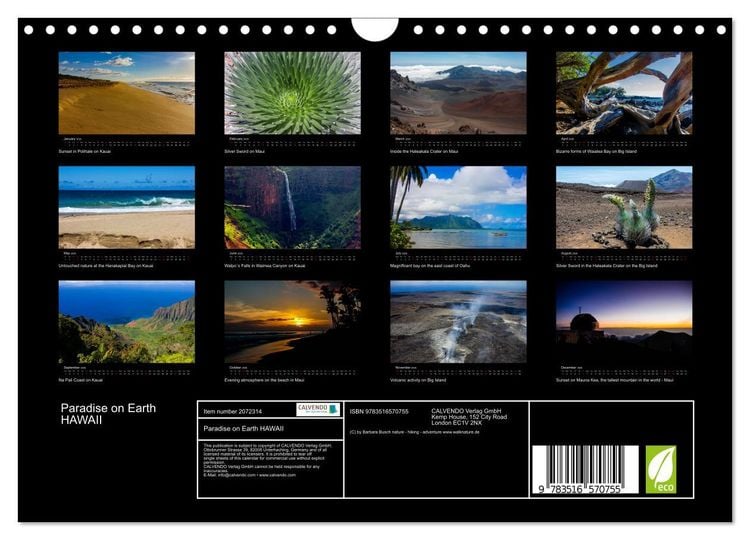 Produktbild: Paradise on Earth HAWAII (Wall Calendar 2026 DIN A4 landscape), CALVENDO 12 Month Wall Calendar