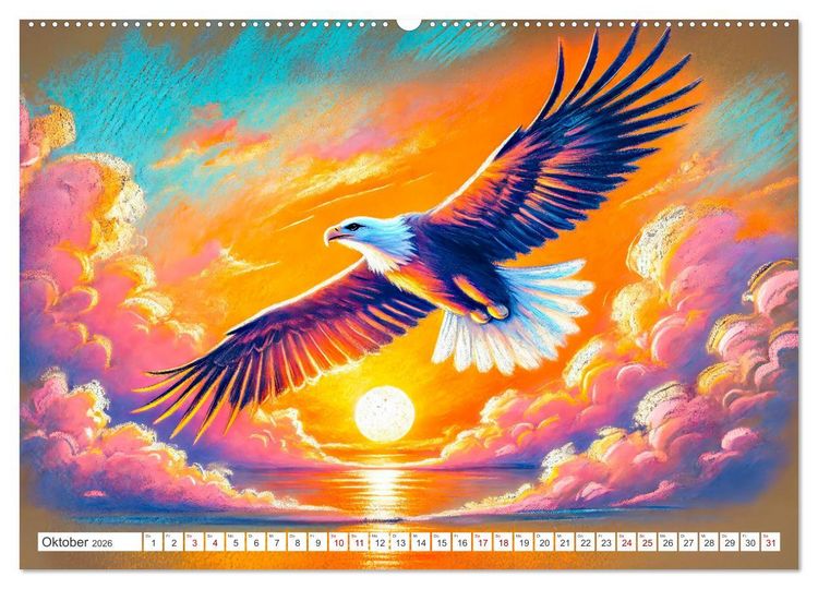 Produktbild: Der Ruf des Adlers - Majest&auml;tischer K&ouml;nig der L&uuml;fte in Aktion (hochwertiger Premium Wandkalender 2026 DIN A2 quer), Kunstdruck in Hochglanz