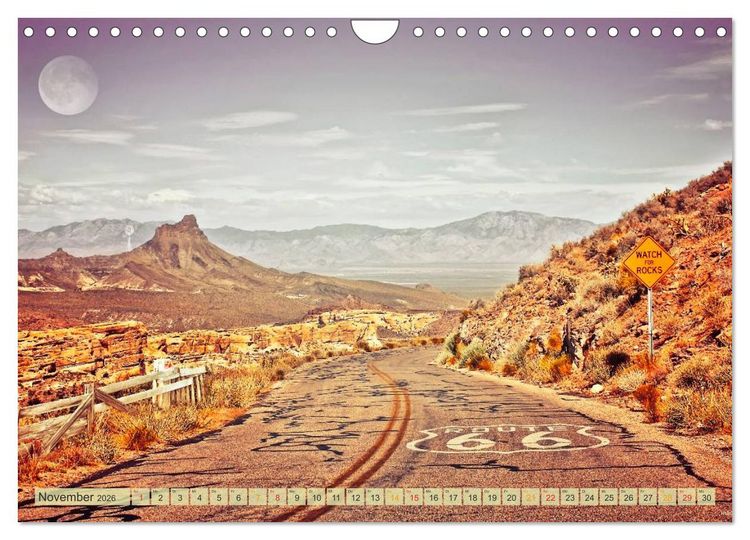 Produktbild: Nostalgie auf 2451 Meilen - Route 66 (Wandkalender 2026 DIN A4 quer), CALVENDO Monatskalender