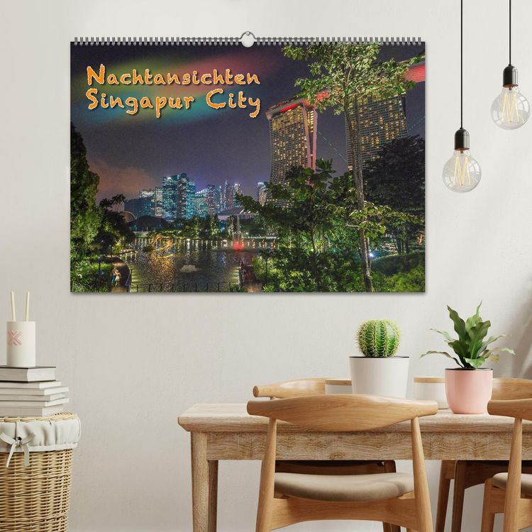 Produktbild: Nachtansichten Singapur City (Wandkalender 2026 DIN A2 quer), CALVENDO Monatskalender