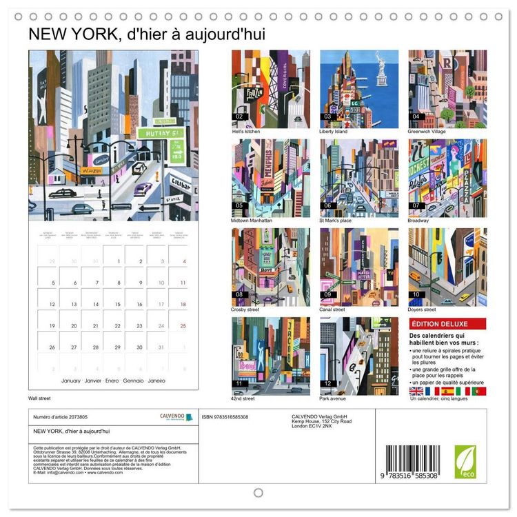 Produktbild: NEW YORK, d'hier &agrave; aujourd'hui (Calendrier mural carr&eacute; 2026 30x30 cm) Calendrier double avec une page pour vos prises de notes