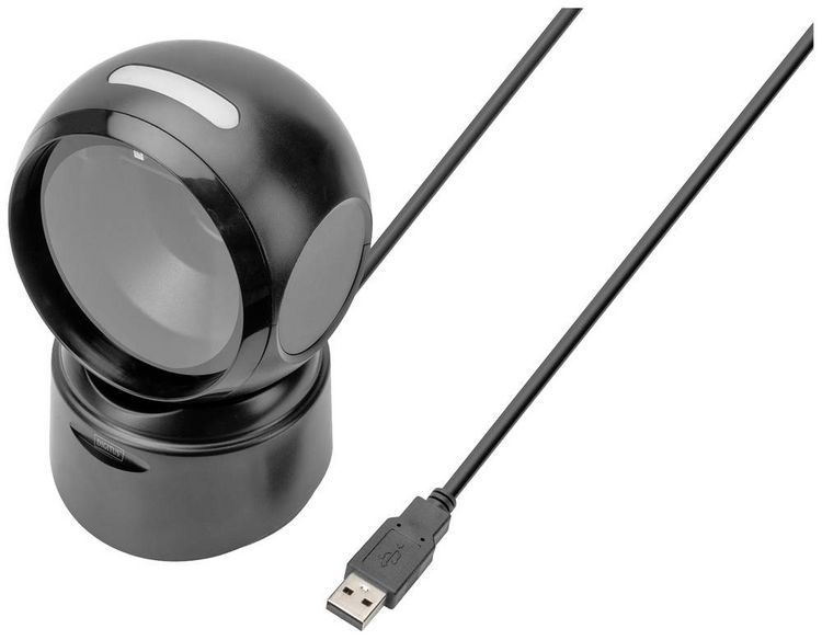 Produktbild: Digitus DA-81005 2D Barcode-Scanner Kabelgebunden 1D, 2D Laser Schwarz Desktop-Scanner (Station&auml;r) USB