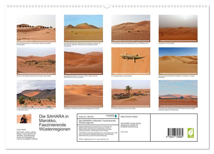 Produktbild: Die SAHARA in Marokko, Faszinierende W&uuml;stenregionen (Wandkalender 2026 DIN A2 quer), CALVENDO Monatskalender