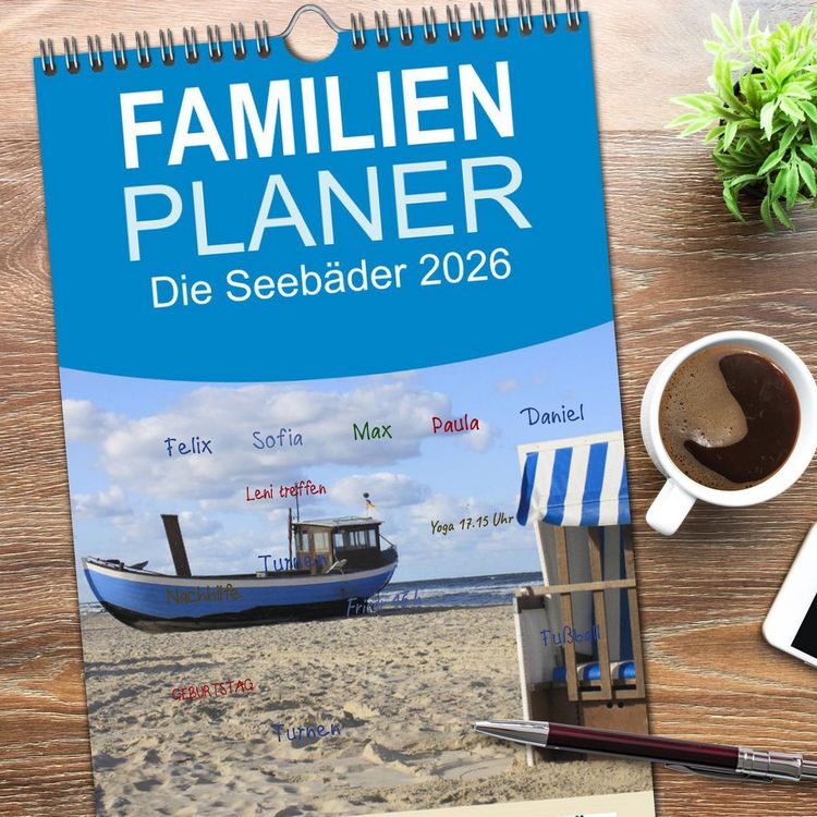 Produktbild: Familienplaner 2026 - Die Seeb&auml;der 2026 mit 5 Spalten (Wandkalender, 21 x 45 cm) CALVENDO