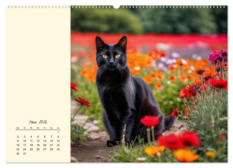 Produktbild: Samtpfoten im Bl&uuml;tenmeer (Wandkalender 2026 DIN A2 quer), CALVENDO Monatskalender