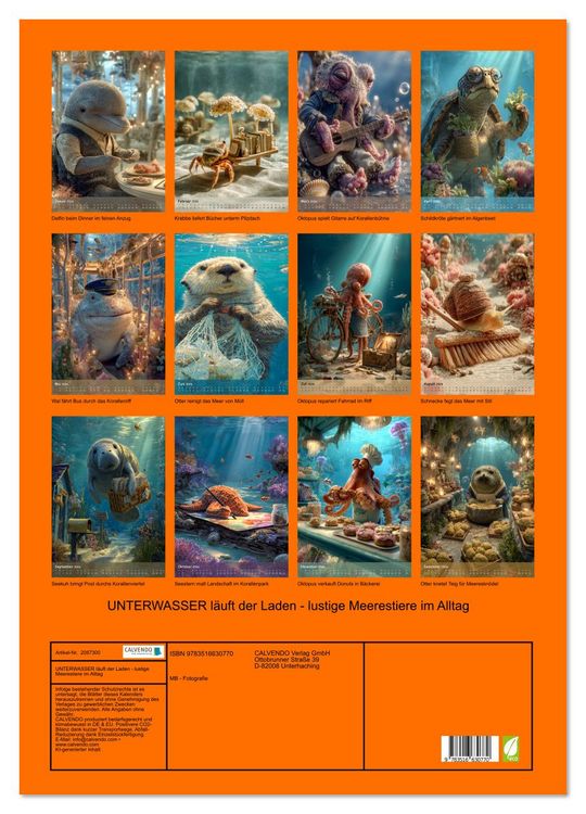 Produktbild: UNTERWASSER l&auml;uft der Laden - lustige Meerestiere im Alltag (Wandkalender 2026 DIN A2 hoch), CALVENDO Monatskalender