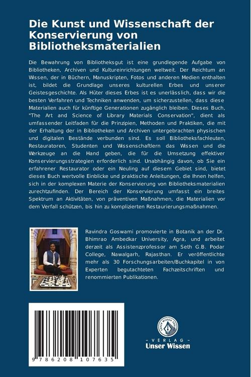 Produktbild: Die Kunst und Wissenschaft der Konservierung von Bibliotheksmaterialien