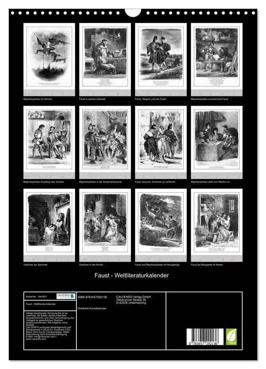 Produktbild: Faust - Weltliteraturkalender (Wandkalender 2026 DIN A3 hoch), CALVENDO Monatskalender