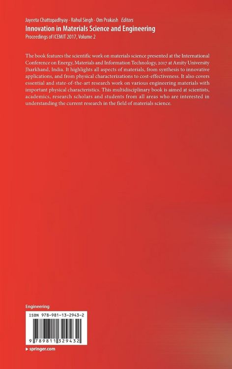 Produktbild: Innovation in Materials Science and Engineering