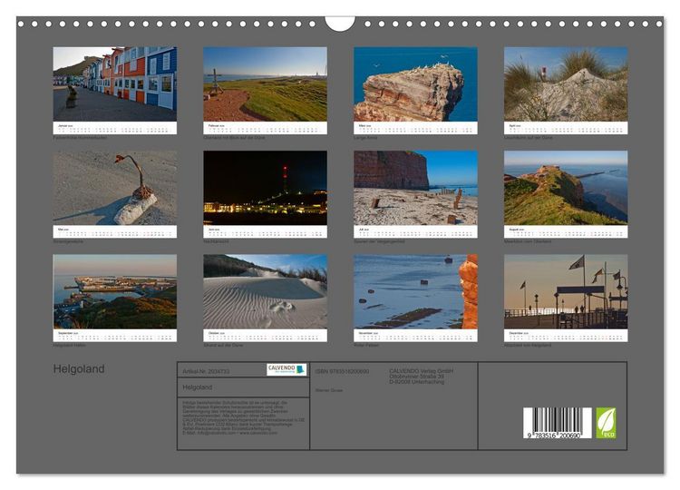 Produktbild: Helgoland (Wandkalender 2026 DIN A3 quer), CALVENDO Monatskalender