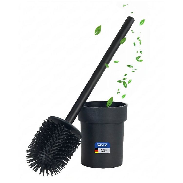 Produktbild: Turbo-Loc&reg; WC-Garnitur Mod. Lizan Schwarz, mit Silikon-B&uuml;rstenkopf, Befestigen ohne Bohren