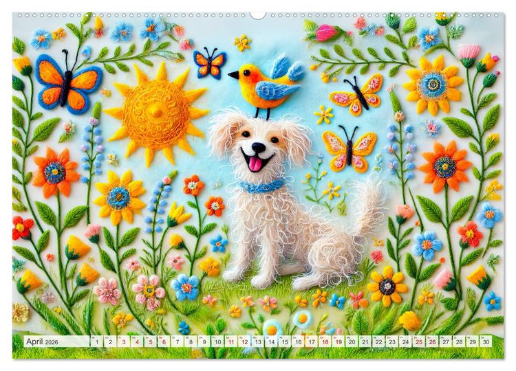 Produktbild: Niedliche Filzhunde - Liebevolle Ideen aus Filz und Wolle (Wandkalender 2026 DIN A2 quer), CALVENDO Monatskalender