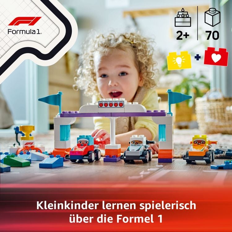 Produktbild: LEGO DUPLO Town F1 Team Rennautos mit Rennfahrern, Lernspielzeug 10445
