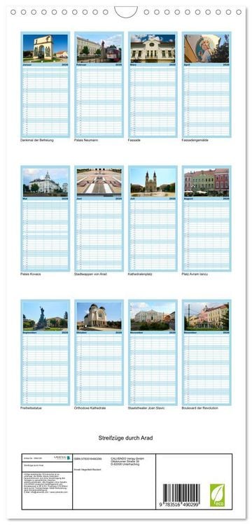 Produktbild: Familienplaner 2026 - Streifz&uuml;ge durch Arad mit 5 Spalten (Wandkalender, 21 x 45 cm) CALVENDO