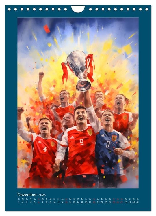 Produktbild: Leidenschaft Fussball. Stadionstimmung im Aquarellstil (Wandkalender 2026 DIN A4 hoch), CALVENDO Monatskalender