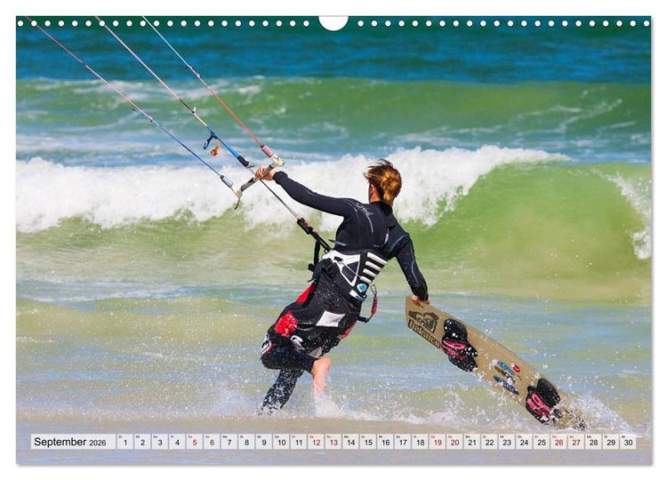 Produktbild: Kitesurfen - Action pur (Wandkalender 2026 DIN A3 quer), CALVENDO Monatskalender