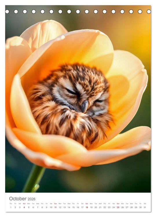 Produktbild: Forest babies asleep in flowers (Desk Calendar 2026 DIN A5 portrait), CALVENDO 12 Month DeskCalendar