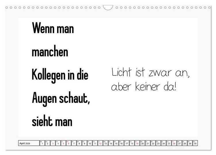 Produktbild: Typo-Kalender f&uuml;r das B&uuml;ro. Sarkasmus und fiese Spr&uuml;che (Wandkalender 2026 DIN A3 quer), CALVENDO Monatskalender