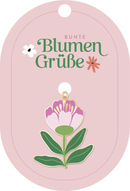 Produktbild: Bunte Blumengr&uuml;&szlig;e Emaille-Schl&uuml;sselanh&auml;nger Bl&uuml;te rosa
