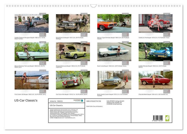 Produktbild: US-Car Classic's (Wandkalender 2026 DIN A2 quer), CALVENDO Monatskalender
