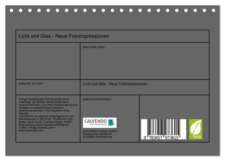 Produktbild: Licht und Glas - Neue Fotoimpressionen (Tischkalender 2026 DIN A5 quer), CALVENDO Monatskalender