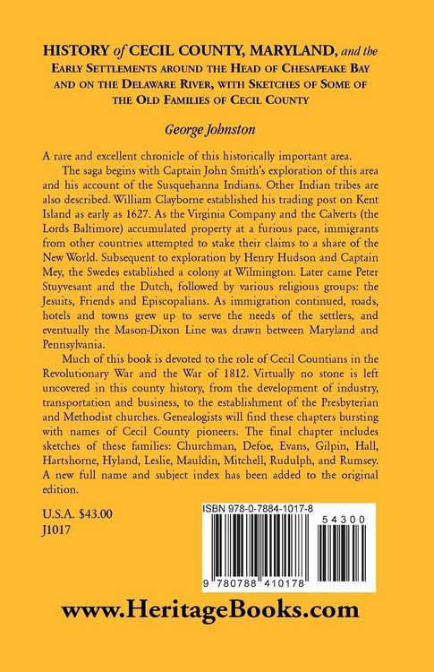 Produktbild: History of Cecil County, Maryland, and the Early Settlements Around the Head of Chesapeake Bay and on the Delaware River, with Sketches of Some of the
