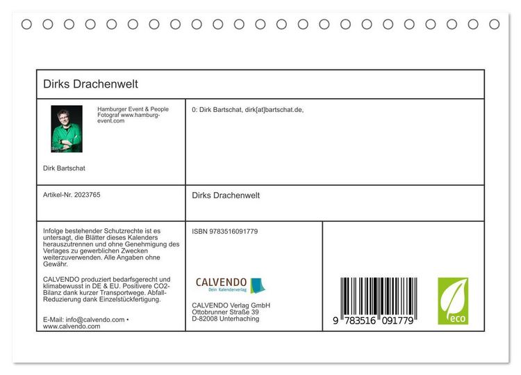Produktbild: Dirks Drachenwelt (Tischkalender 2026 DIN A5 quer), CALVENDO Monatskalender