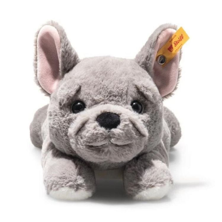 Produktbild: Steiff 076114 - Franz&ouml;sische Bulldogge Brie, liegend, grau, Pl&uuml;sch, 24 cm