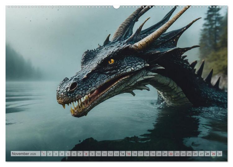 Produktbild: Drachen - Herrscher der Welt (hochwertiger Premium Wandkalender 2026 DIN A2 quer), Kunstdruck in Hochglanz