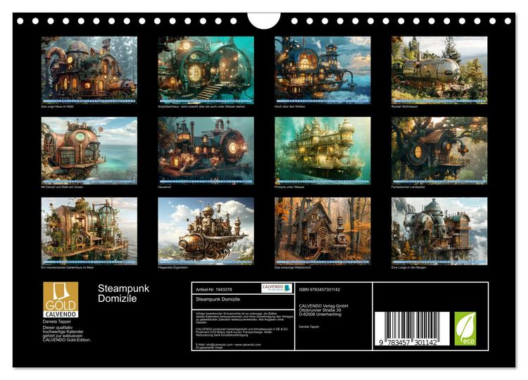 Produktbild: Steampunk Domizile (Wandkalender 2026 DIN A4 quer), CALVENDO Monatskalender