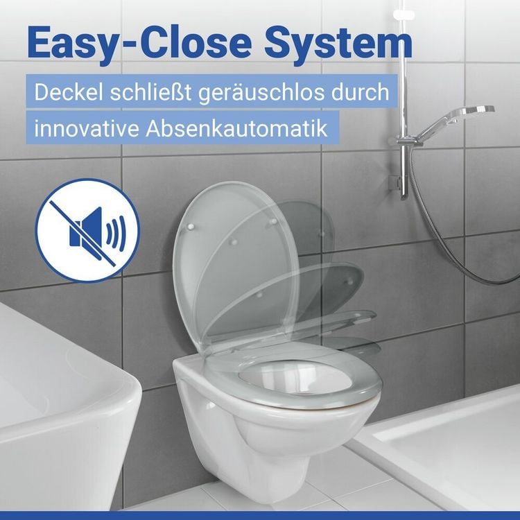WC Sitz Mod. Ottana Hellgrau, Toilettendeckel mit Absenkautomatik kaufen