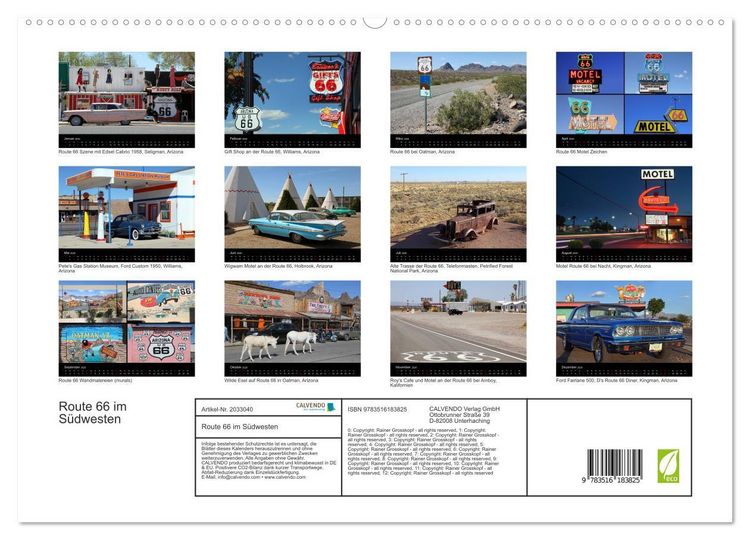 Produktbild: Route 66 im S&uuml;dwesten (hochwertiger Premium Wandkalender 2026 DIN A2 quer), Kunstdruck in Hochglanz