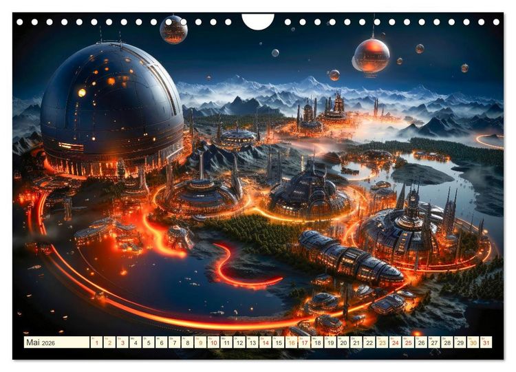 Produktbild: Futuristische Lebens Welten (Wandkalender 2026 DIN A4 quer), CALVENDO Monatskalender