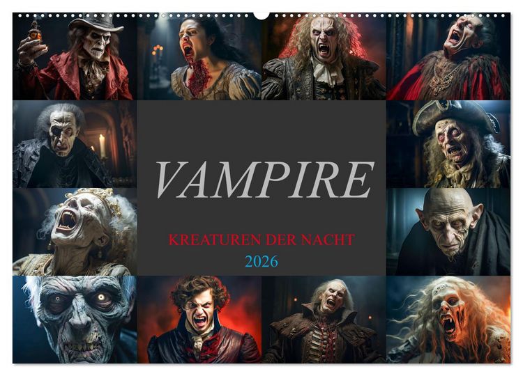 Produktbild: Vampire - Kreaturen der Nacht (Wandkalender 2026 DIN A2 quer), CALVENDO Monatskalender