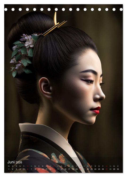 Produktbild: Wundersch&ouml;ne Portraits Japanischer Geishas (Tischkalender 2026 DIN A5 hoch), CALVENDO Monatskalender