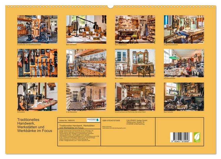 Produktbild: Traditionelles Handwerk, Werkst&auml;tten und Werkb&auml;nke im Focus (hochwertiger Premium Wandkalender 2026 DIN A2 quer), Kunstdruck in Hochglanz